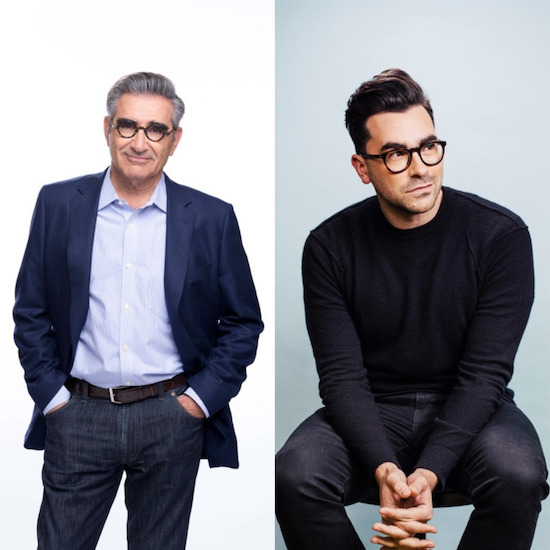 Eugene Levy and Dan Levy hosting